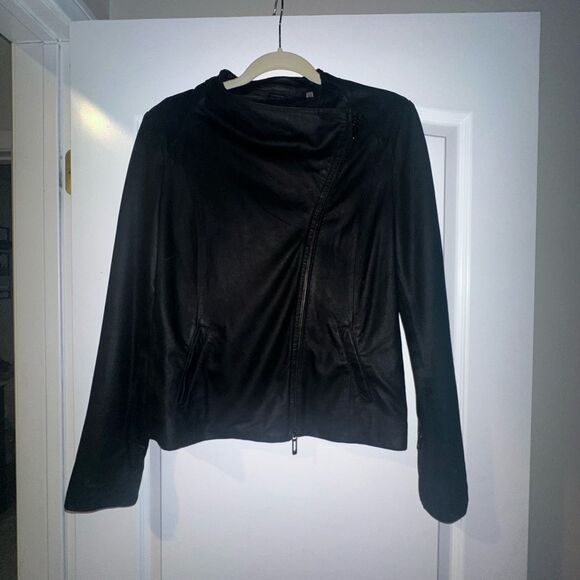 Vince Suede Leather fitted Jacket Coat in Black - Size M EXCELLENT CONDITION - Picture 11 of 16